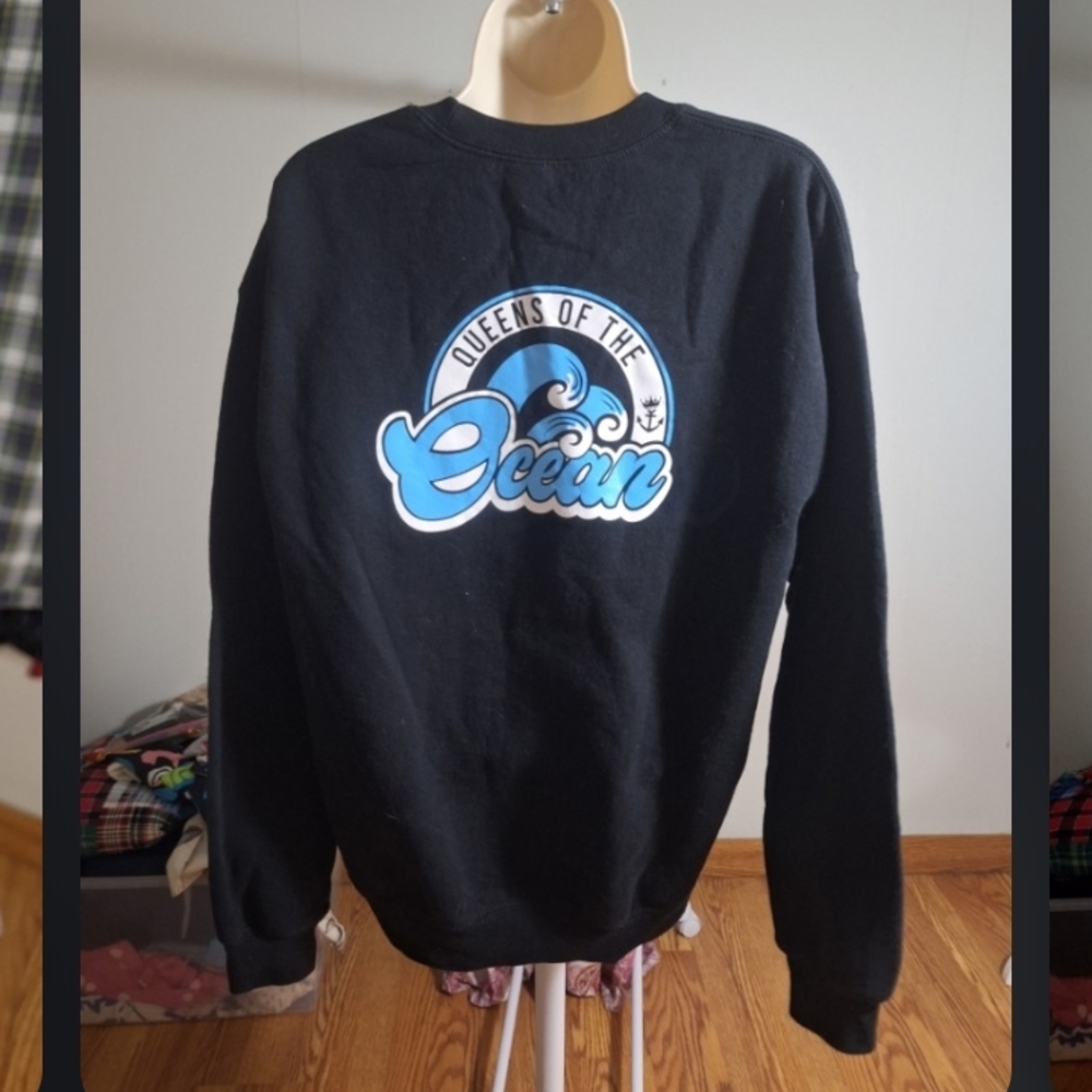 All Saints Black and Blue Crewneck Sweater